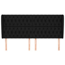 sengegavl med kanter 203x23x118/128 cm stof sort
