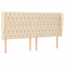 sengegavl med kanter 203x23x118/128 cm stof cremefarvet