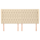 sengegavl med kanter 203x23x118/128 cm stof cremefarvet