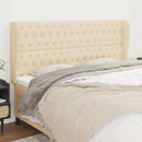 sengegavl med kanter 203x23x118/128 cm stof cremefarvet