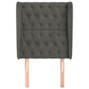sengegavl med kanter 83x23x118/128 cm fløjl mørkegrå