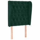 sengegavl med kanter 83x23x118/128 cm fløjl mørkegrøn
