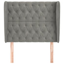 sengegavl med kanter 93x23x118/128 cm fløjl lysegrå