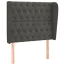 sengegavl med kanter 93x23x118/128 cm fløjl mørkegrå