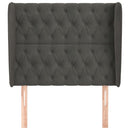 sengegavl med kanter 93x23x118/128 cm fløjl mørkegrå