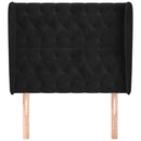 sengegavl med kanter 93x23x118/128 cm fløjl sort