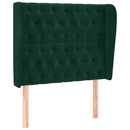 sengegavl med kanter 93x23x118/128 cm fløjl mørkegrøn