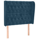 sengegavl med kanter 93x23x118/128 cm fløjl mørkeblå