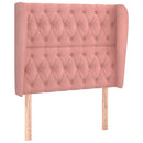 sengegavl med kanter 93x23x118/128 cm fløjl lyserød