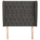 sengegavl med kanter 103x23x118/128 cm fløjl mørkegrå