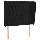 sengegavl med kanter 103x23x118/128 cm fløjl sort