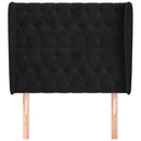 sengegavl med kanter 103x23x118/128 cm fløjl sort