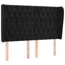 sengegavl med kanter 147x23x118/128 cm fløjl sort