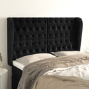 sengegavl med kanter 147x23x118/128 cm fløjl sort