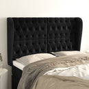 sengegavl med kanter 163x23x118/128 cm fløjl sort