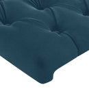 sengegavl med kanter 163x23x118/128 cm fløjl mørkeblå