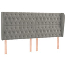 sengegavl med kanter 183x23x118/128 cm fløjl lysegrå