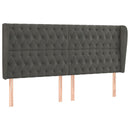 sengegavl med kanter 183x23x118/128 cm fløjl mørkegrå