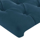 sengegavl med kanter 183x23x118/128 cm fløjl mørkeblå