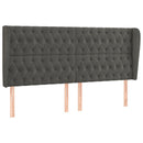 sengegavl med kanter 203x23x118/128 cm fløjl mørkegrå