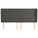 sengegavl med kanter 203x23x118/128 cm fløjl mørkegrå