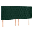 sengegavl med kanter 203x23x118/128 cm fløjl mørkegrøn