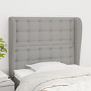 sengegavl med kanter 83x23x118/128 cm stof lysegrå