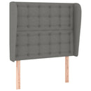 sengegavl med kanter 83x23x118/128 cm stof mørkegrå