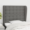 sengegavl med kanter 83x23x118/128 cm stof mørkegrå