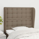 sengegavl med kanter 83x23x118/128 cm stof gråbrun