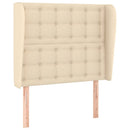 sengegavl med kanter 83x23x118/128 cm stof cremefarvet
