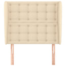 sengegavl med kanter 83x23x118/128 cm stof cremefarvet