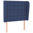 sengegavl med kanter 83x23x118/128 cm stof blå
