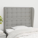 sengegavl med kanter 103x23x118/128 cm stof lysegrå