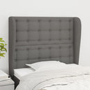 sengegavl med kanter 103x23x118/128 cm stof mørkegrå