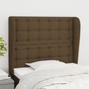 sengegavl med kanter 103x23x118/128 cm stof mørkebrun
