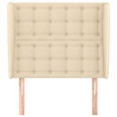 sengegavl med kanter 103x23x118/128 cm stof cremefarvet