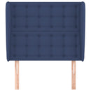 sengegavl med kanter 103x23x118/128 cm stof blå