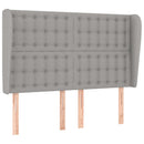 sengegavl med kanter 147x23x118/128 cm stof lysegrå
