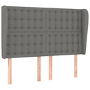 sengegavl med kanter 147x23x118/128 cm stof mørkegrå