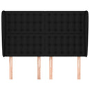 sengegavl med kanter 147x23x118/128 cm stof sort