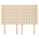 sengegavl med kanter 147x23x118/128 cm stof cremefarvet
