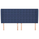 sengegavl med kanter 163x23x118/128 cm stof blå