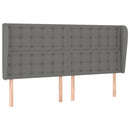 sengegavl med kanter 183x23x118/128 cm stof mørkegrå