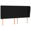 sengegavl med kanter 183x23x118/128 cm stof sort