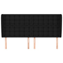 sengegavl med kanter 183x23x118/128 cm stof sort