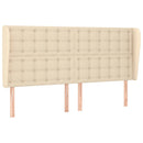 sengegavl med kanter 183x23x118/128 cm stof cremefarvet