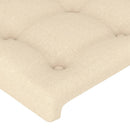 sengegavl med kanter 183x23x118/128 cm stof cremefarvet