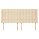 sengegavl med kanter 203x23x118/128 cm stof cremefarvet