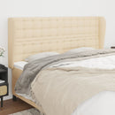 sengegavl med kanter 203x23x118/128 cm stof cremefarvet